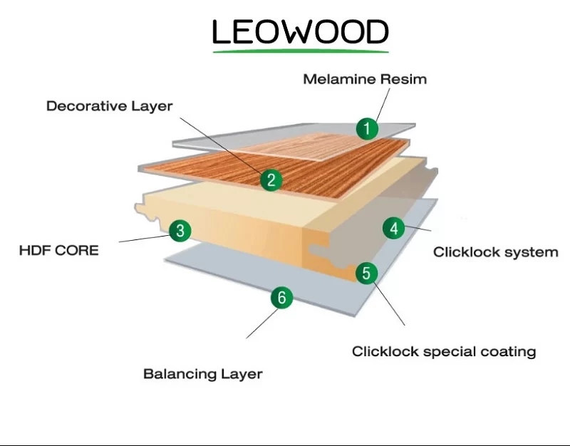 Cấu tạo sàn gỗ Leowood 12mm