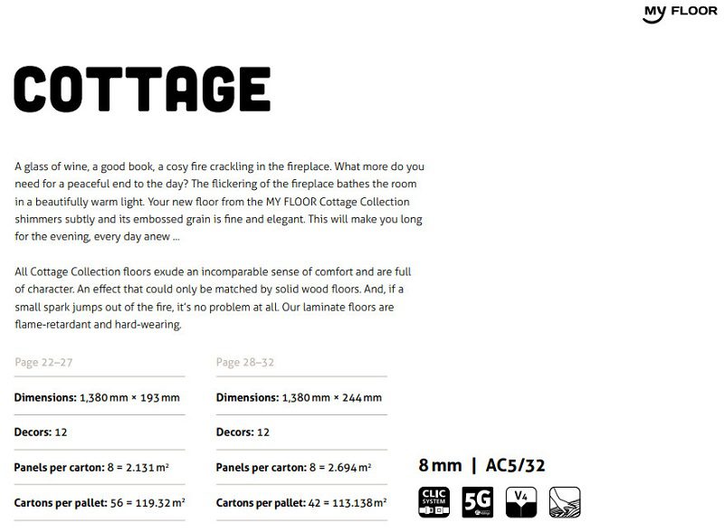 Sàn Gỗ Đức My Floor Cottage - 8mm - Thư Giãn Mỗi Cuối Ngày 48 Thông số sàn gỗ Đức My Floor Cottage