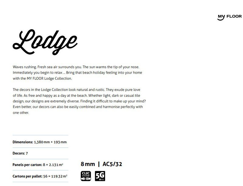 Sàn Gỗ My Floor 8mm Lodge -Thư Giãn Cùng Gió Biển 18 Thông số sàn gỗ My Floor 8mm Lodge